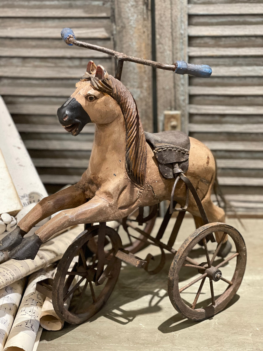 Antique wooden horse tricycle online